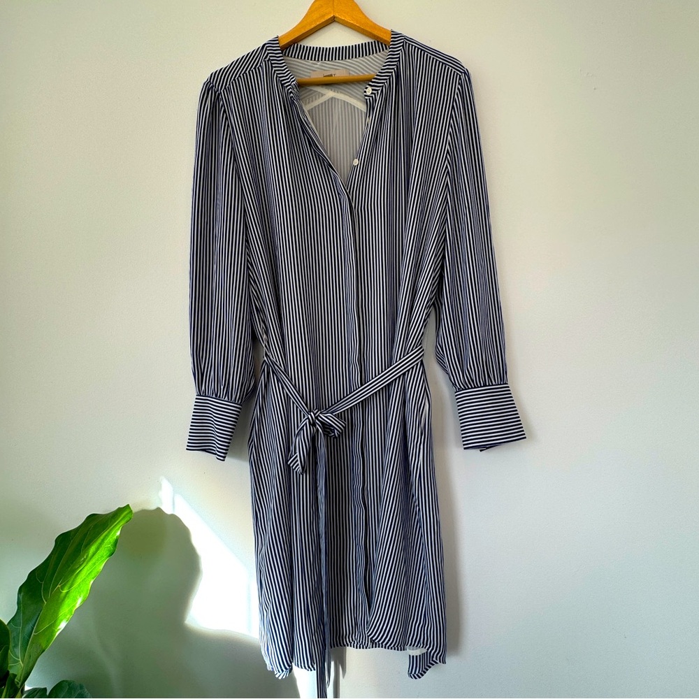 Like new Loft striped shirt dress with self tie belt XL